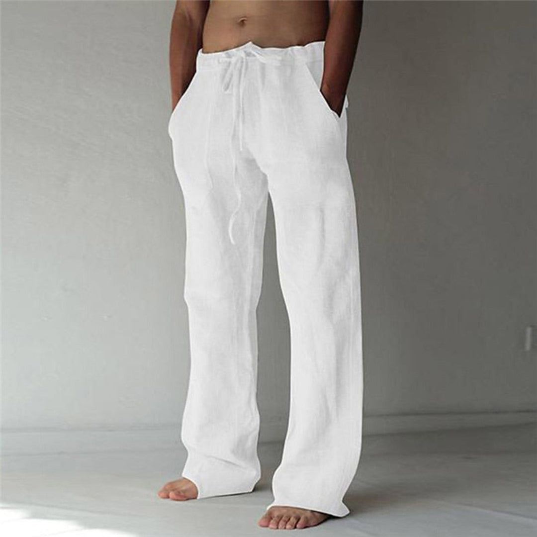 Men's Airy Linen Trousers - Relaxed Fit Summer Pants