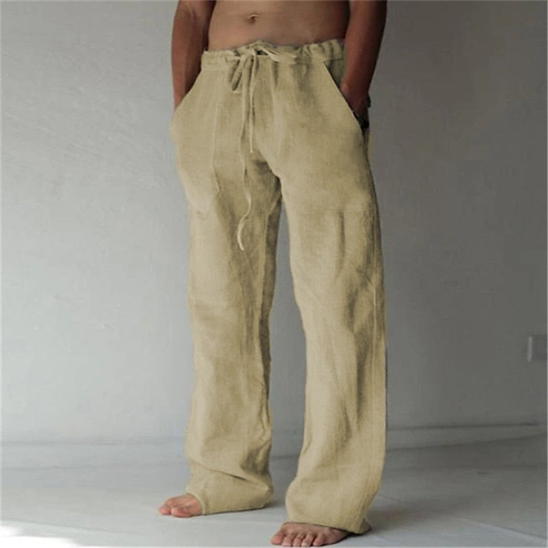 Men's Airy Linen Trousers - Relaxed Fit Summer Pants