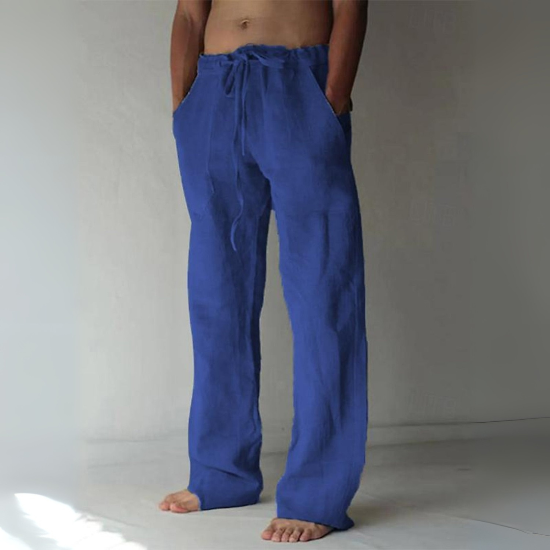 Men's Airy Linen Trousers - Relaxed Fit Summer Pants
