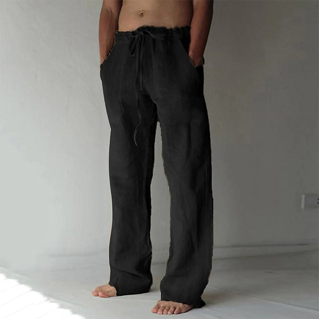 Men's Airy Linen Trousers - Relaxed Fit Summer Pants
