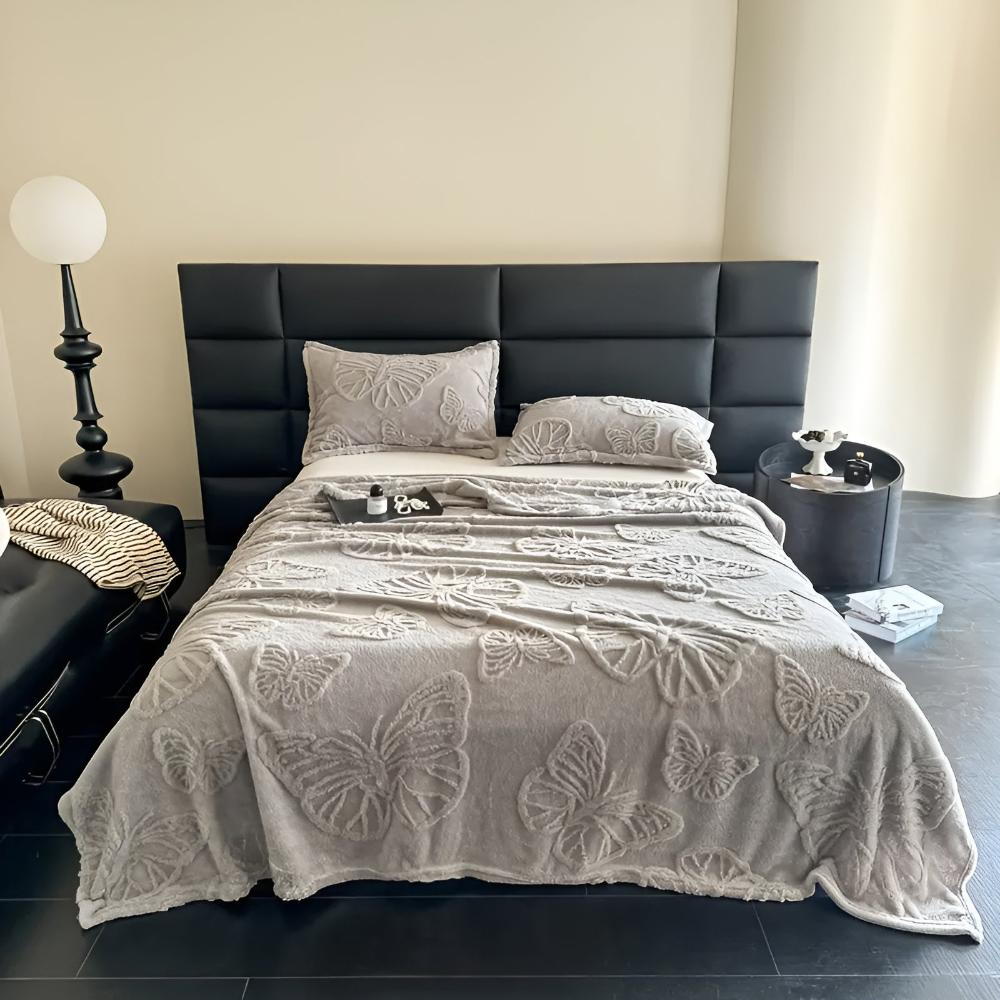 3D Butterfly Jacquard Flannel Blanket