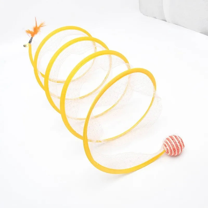 Collapsible S-Type Cat Tunnel with Crinkle Paper and Built-In Balls