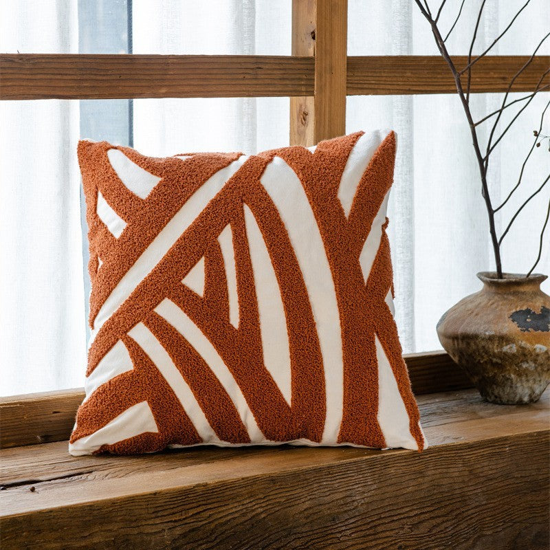 Nordic Minimalist Square Pillow Cover 17.7 Inch Washable Geometric Design