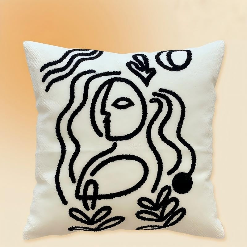 Nordic Minimalist Square Pillow Cover 17.7 Inch Washable Geometric Design