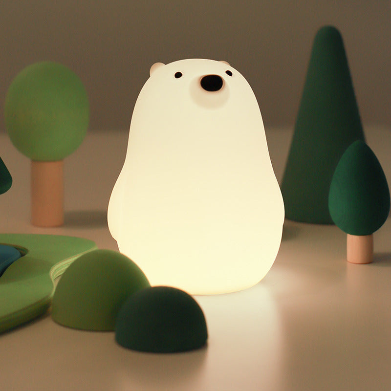 Squeezeable Silicone Bear LED Night Light with Rechargeable Battery