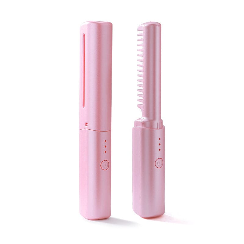 Mini Rechargeable Hair Straightener with Built-in Comb