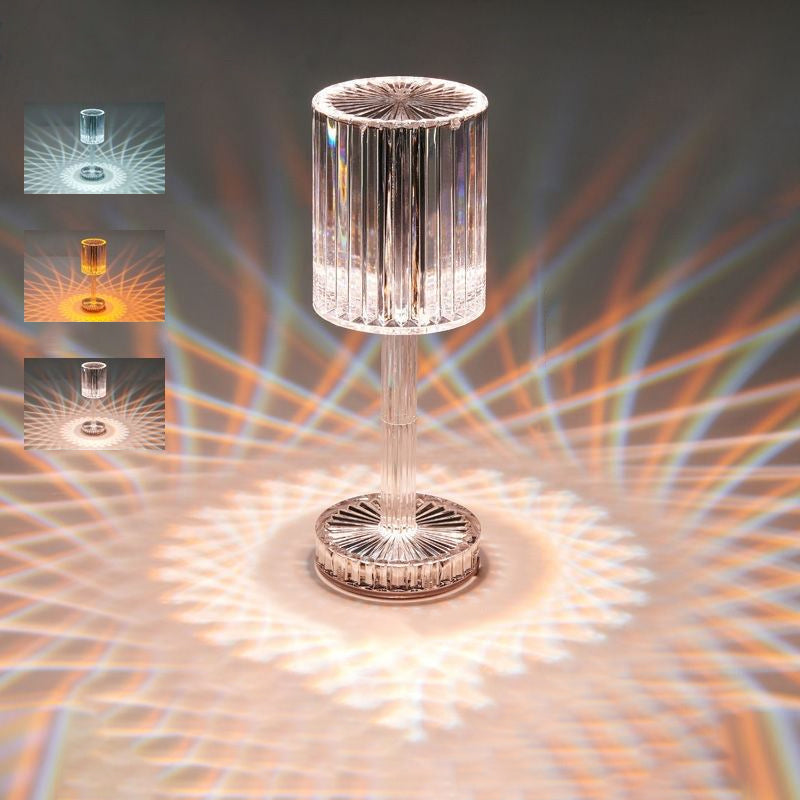Touch Control Crystal Table Lamp with 3 RGB Colors