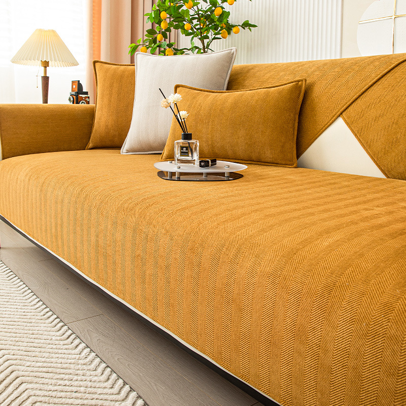 Wavy Check Chenille Sofa Cover Protector for Pets
