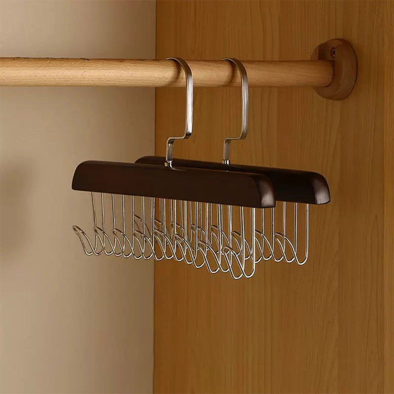 Wooden Multi-Dress Hanger with 8 Hooks and 360-Degree Rotating Top