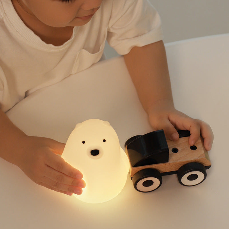 Squeezeable Silicone Bear LED Night Light with Rechargeable Battery