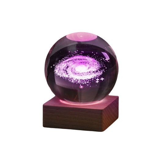 3D Galaxy Crystal Ball Night Light with LED Base
