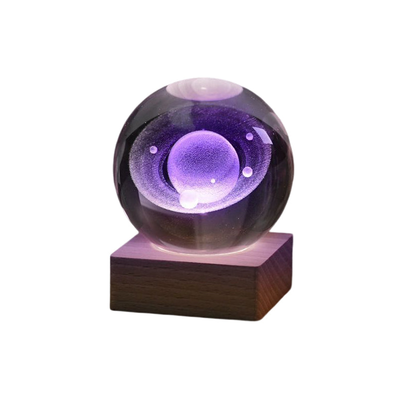 3D Galaxy Crystal Ball Night Light with LED Base