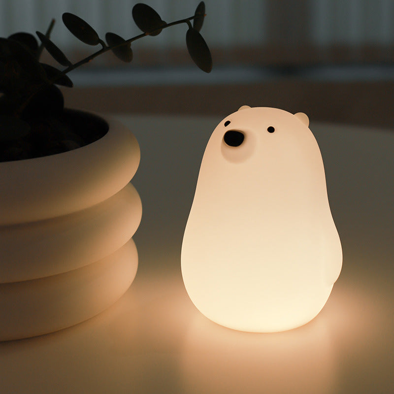 Squeezeable Silicone Bear LED Night Light with Rechargeable Battery