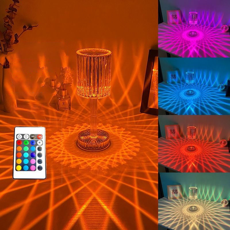 Touch Control Crystal Table Lamp with 3 RGB Colors