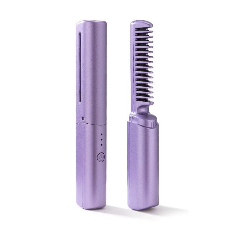Mini Rechargeable Hair Straightener with Built-in Comb