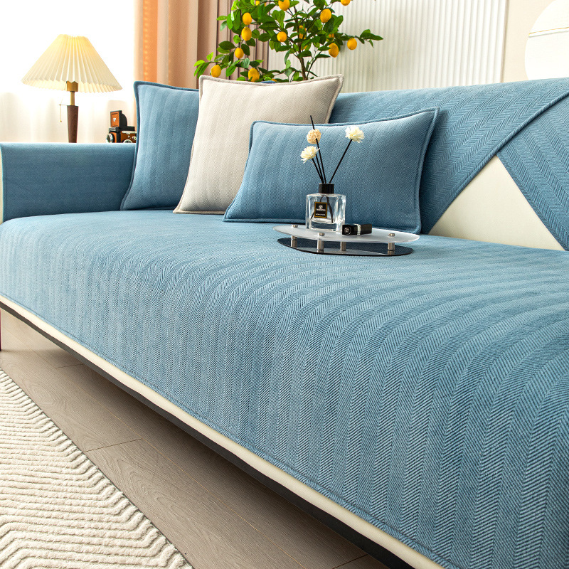 Herringbone Chenille Sofa Cover for Pet and Stain Protection