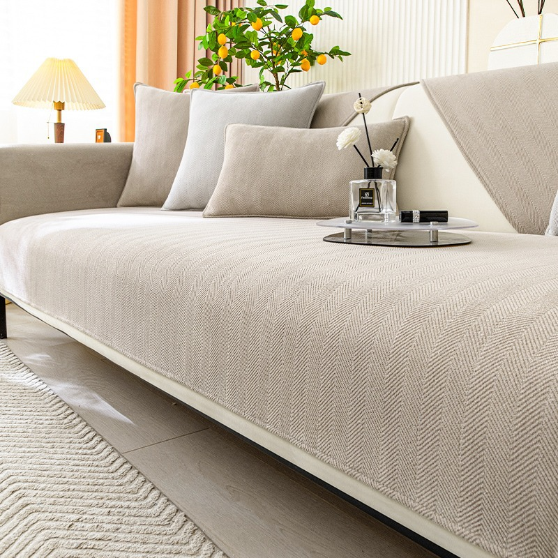 Herringbone Chenille Sofa Cover for Pet and Stain Protection