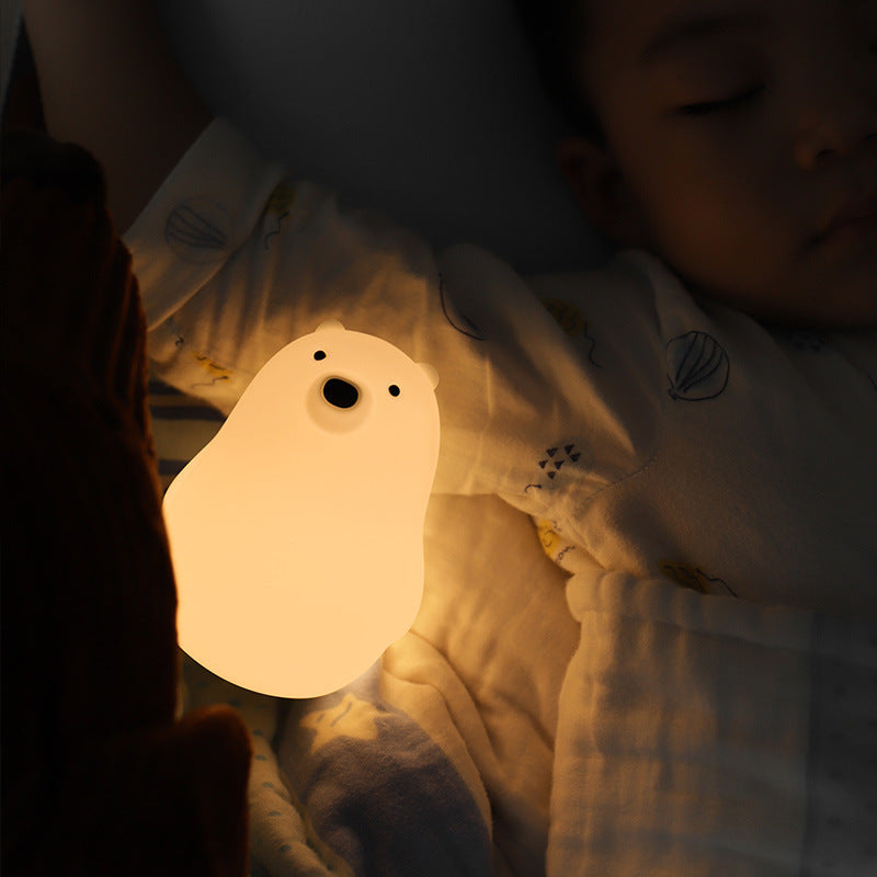 Squeezeable Silicone Bear LED Night Light with Rechargeable Battery