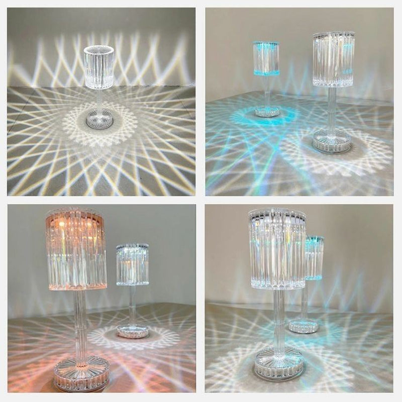 Touch Control Crystal Table Lamp with 3 RGB Colors