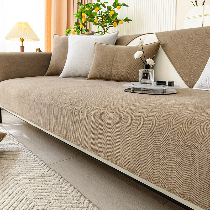 Wavy Check Chenille Sofa Cover Protector for Pets