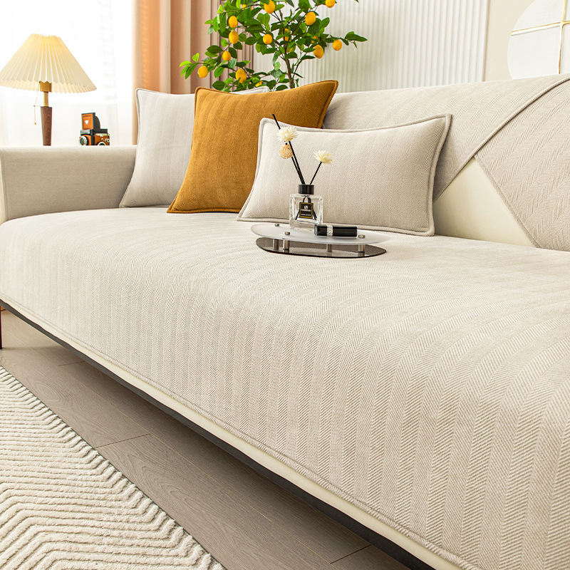 Wavy Check Chenille Sofa Cover Protector for Pets