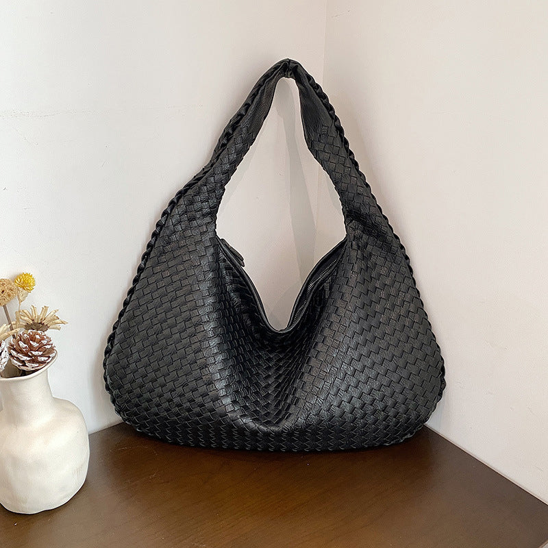 Elegant Woven Handbag for Women - Stylish PU Leather Tote