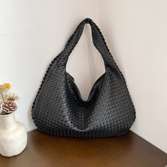 Elegant Woven Handbag for Women - Stylish PU Leather Tote