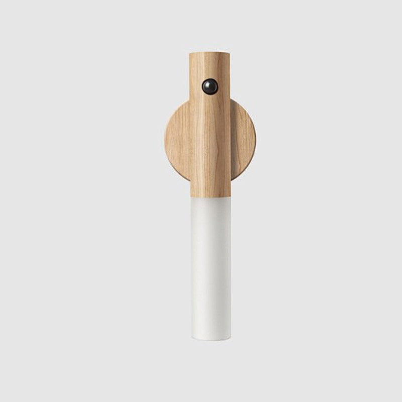 Rechargeable Motion Sensor Night Light - Modern Wood Wall Lamp