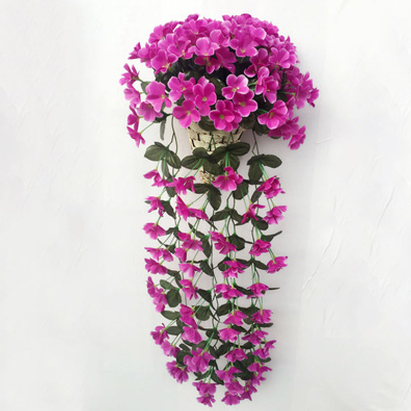 Purple Silk Hanging Flower Basket