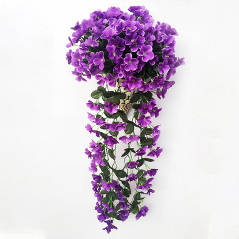 Purple Silk Hanging Flower Basket