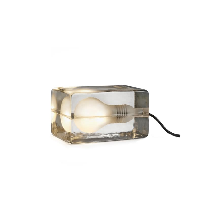 Glass Block Table Lamp with G9 Socket and Sandblasted Bulb