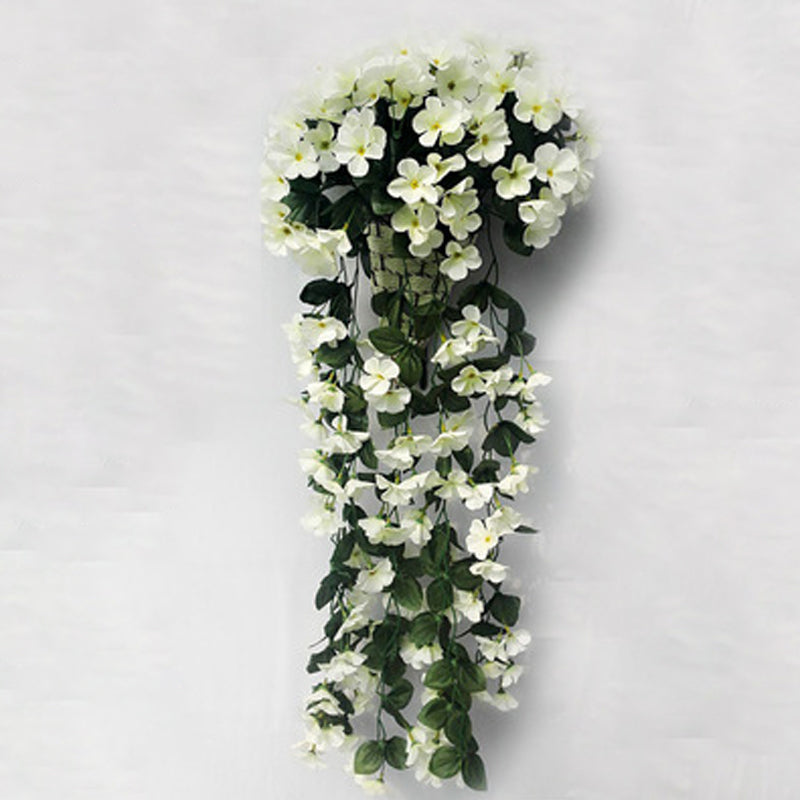 Purple Silk Hanging Flower Basket