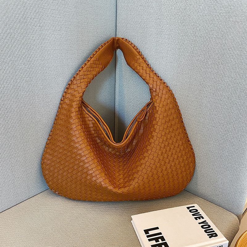 Elegant Woven Handbag for Women - Stylish PU Leather Tote
