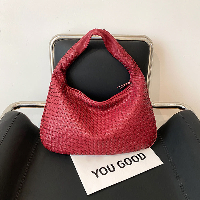 Elegant Woven Handbag for Women - Stylish PU Leather Tote
