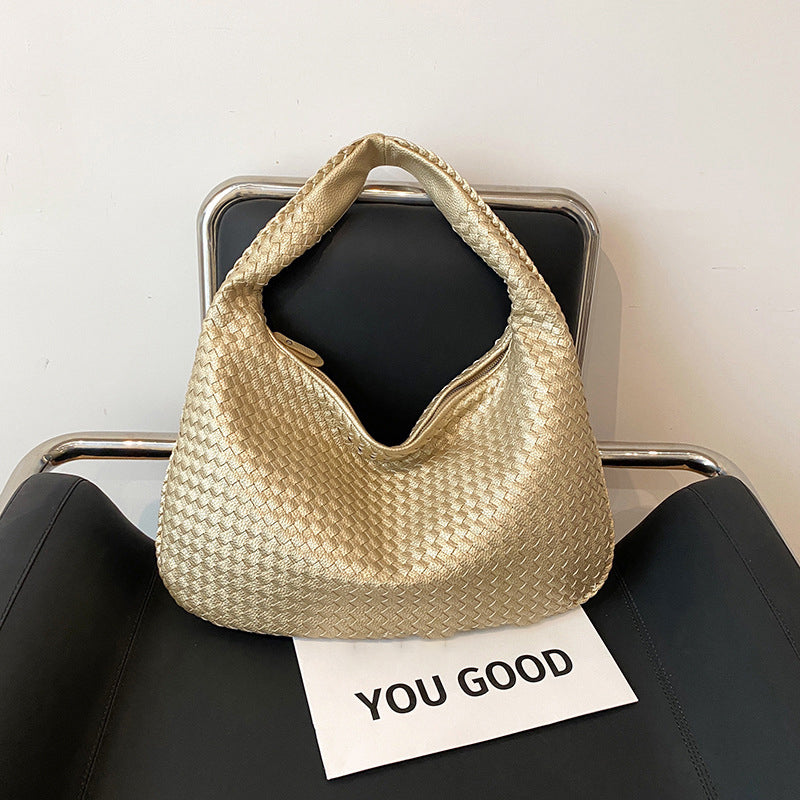 Elegant Woven Handbag for Women - Stylish PU Leather Tote