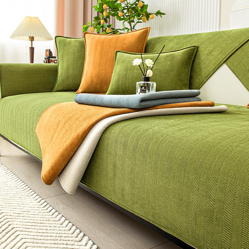 Wavy Check Chenille Sofa Cover Protector for Pets