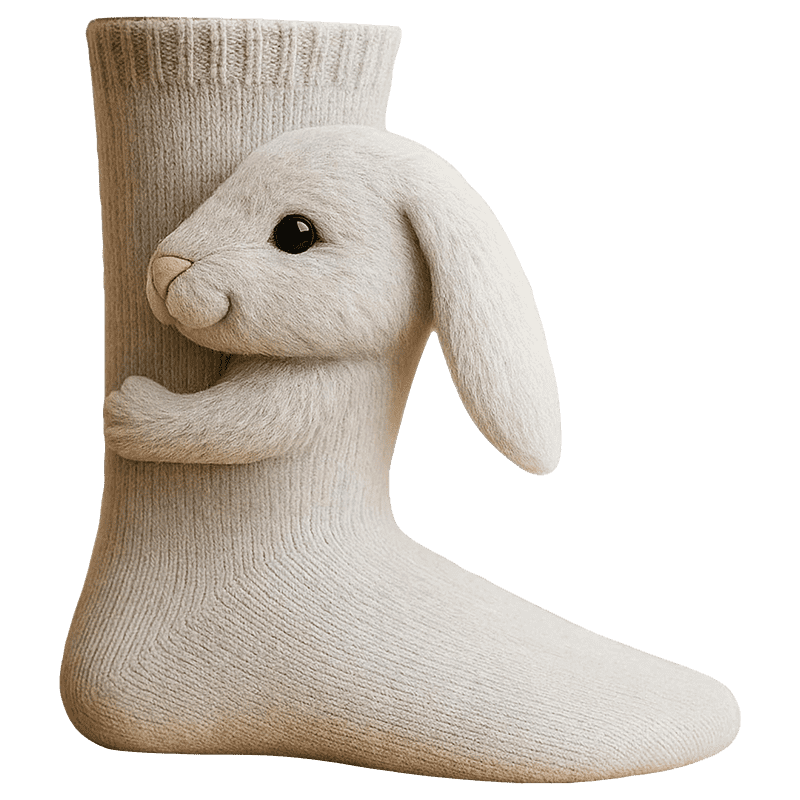 3D Knitted Animal Cuddle Socks in Double-Layer Cotton