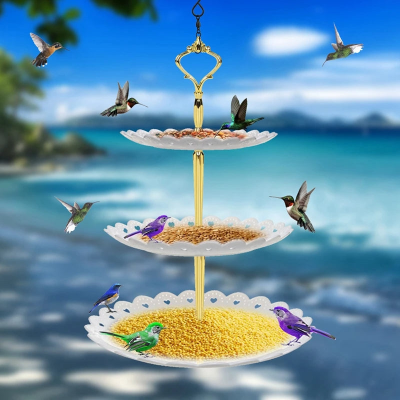 3-Level Hanging Birdhouse and Birdbath Combo