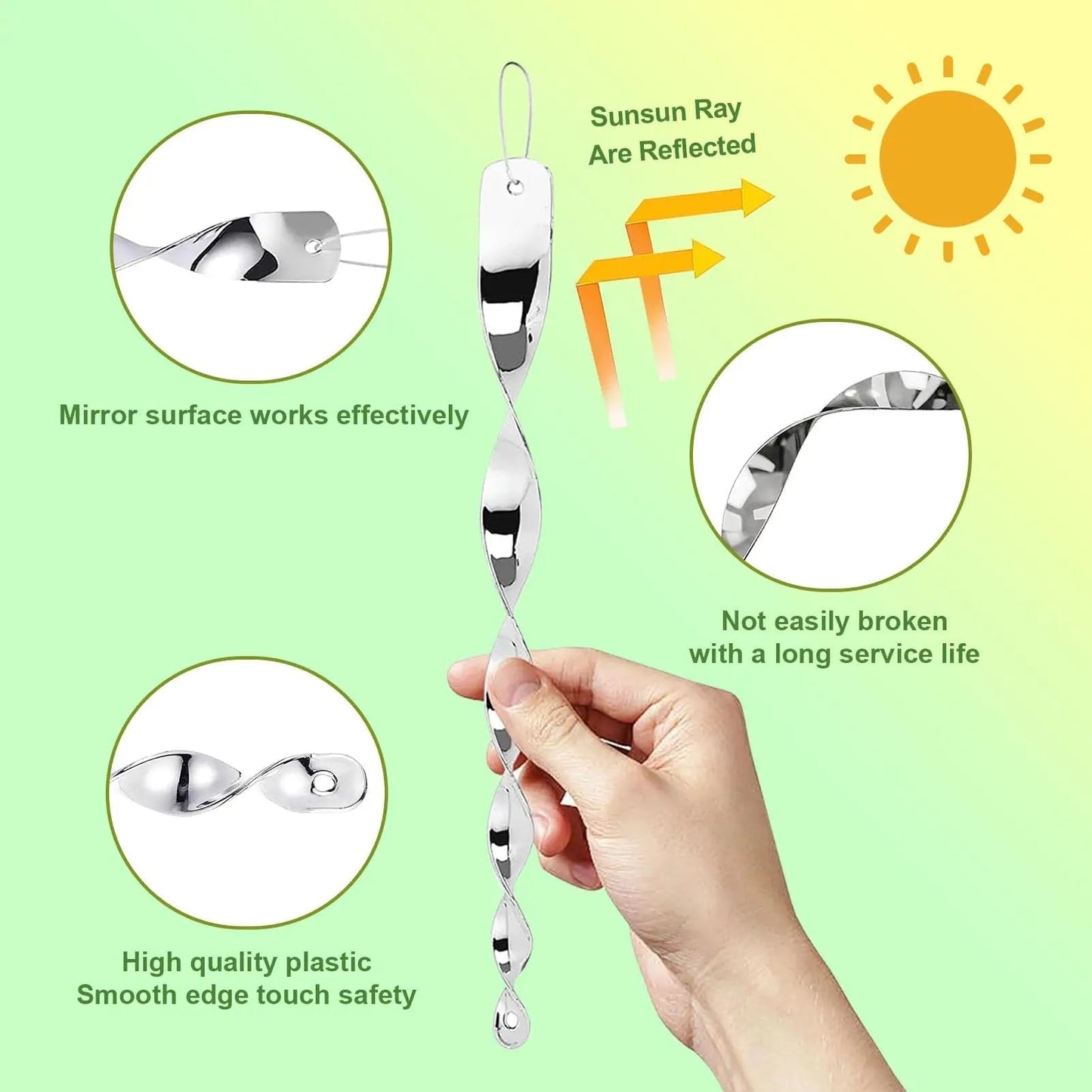 Chemical-Free Bird Deterrent Spiral Reflectors