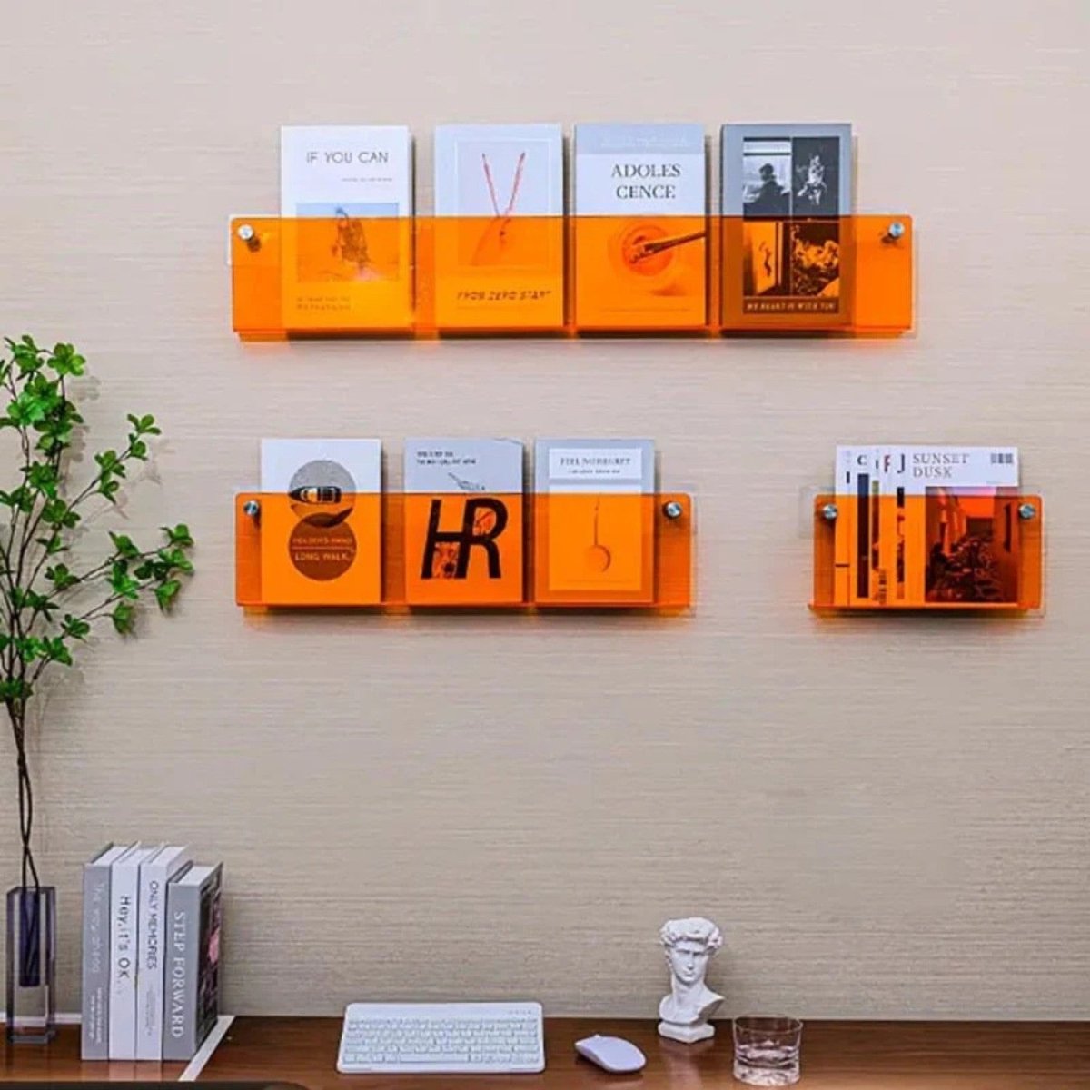 Clear Acrylic Floating Magazine Wall Shelf
