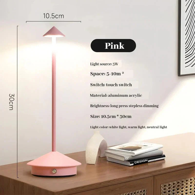Rechargeable Touch-Sensitive Metallic Table Lamp
