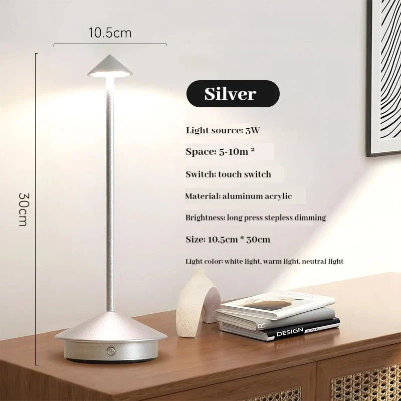 Rechargeable Touch-Sensitive Metallic Table Lamp