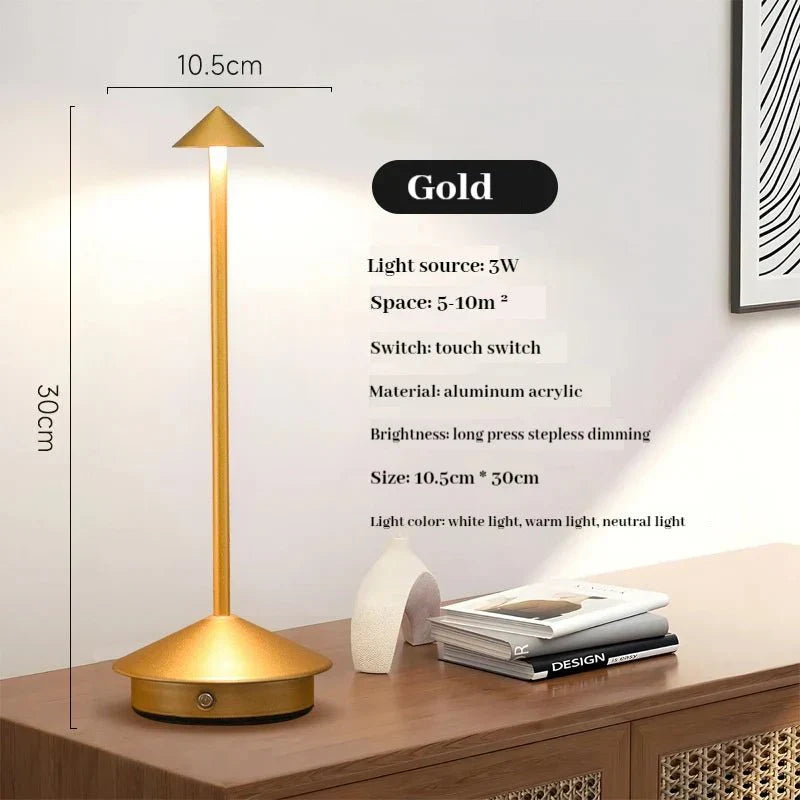 Rechargeable Touch-Sensitive Metallic Table Lamp