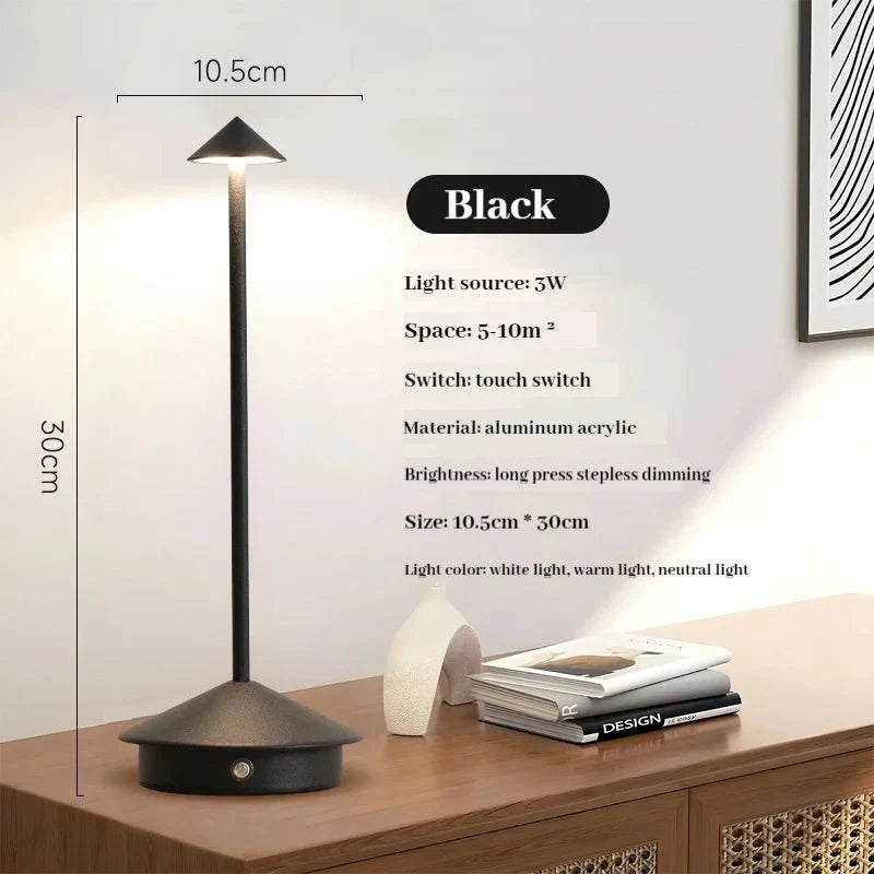 Rechargeable Touch-Sensitive Metallic Table Lamp