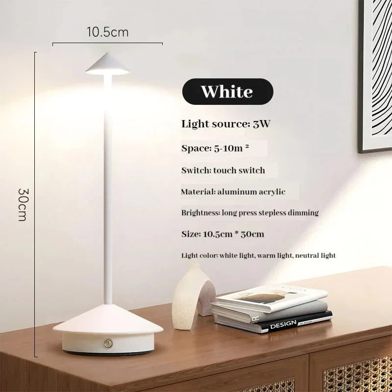Rechargeable Touch-Sensitive Metallic Table Lamp