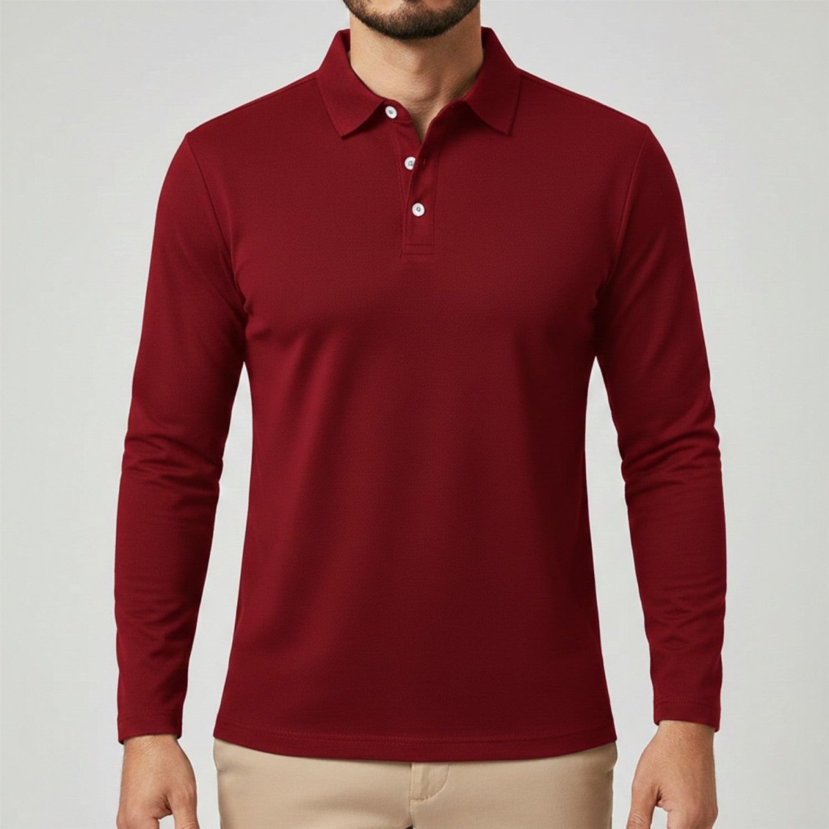 Slim Fit Breathable Long Sleeve Polo Shirt