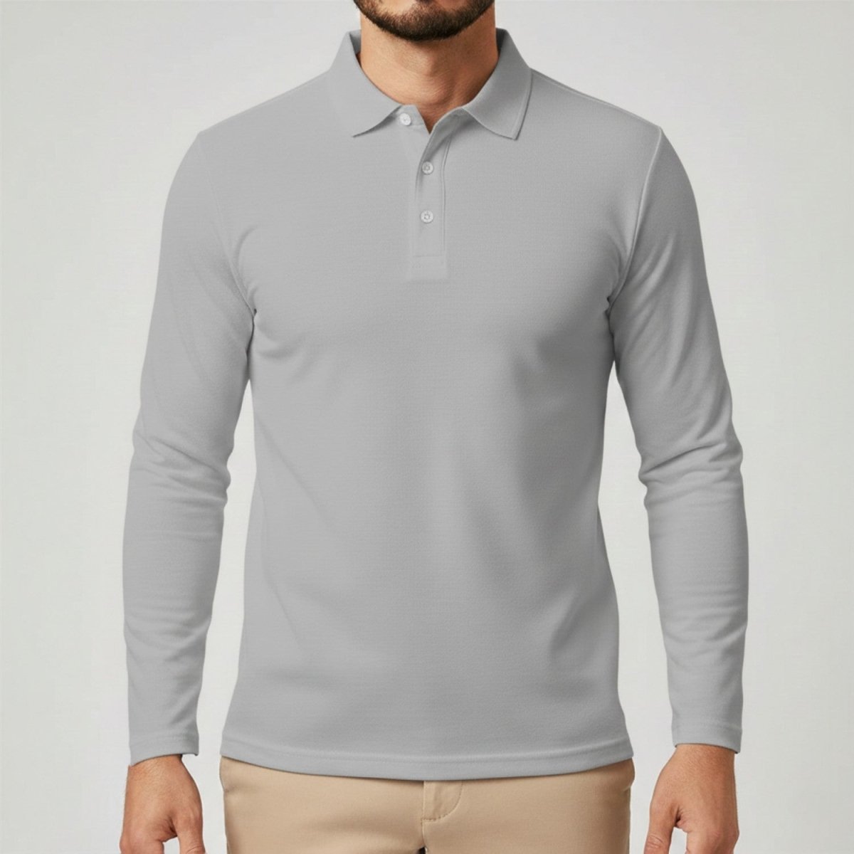 Slim Fit Breathable Long Sleeve Polo Shirt