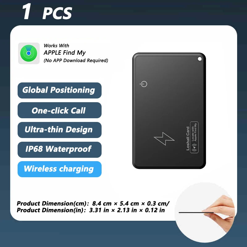 Ultra-Thin Wireless Charging Apple Tracker with GPS