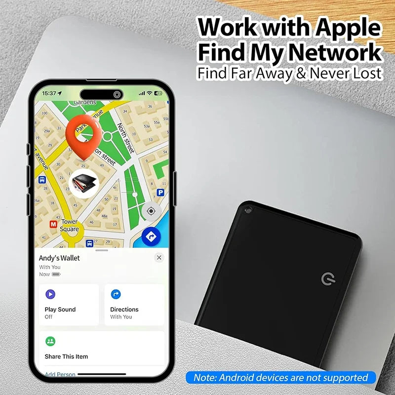 Ultra-Thin Wireless Charging Apple Tracker with GPS