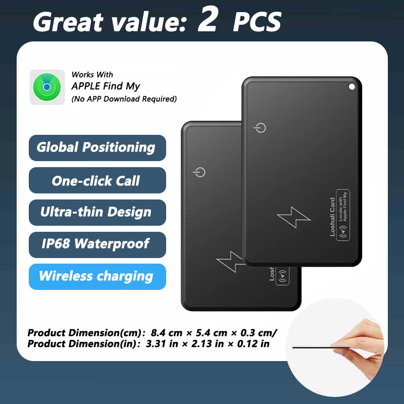 Ultra-Thin Wireless Charging Apple Tracker with GPS